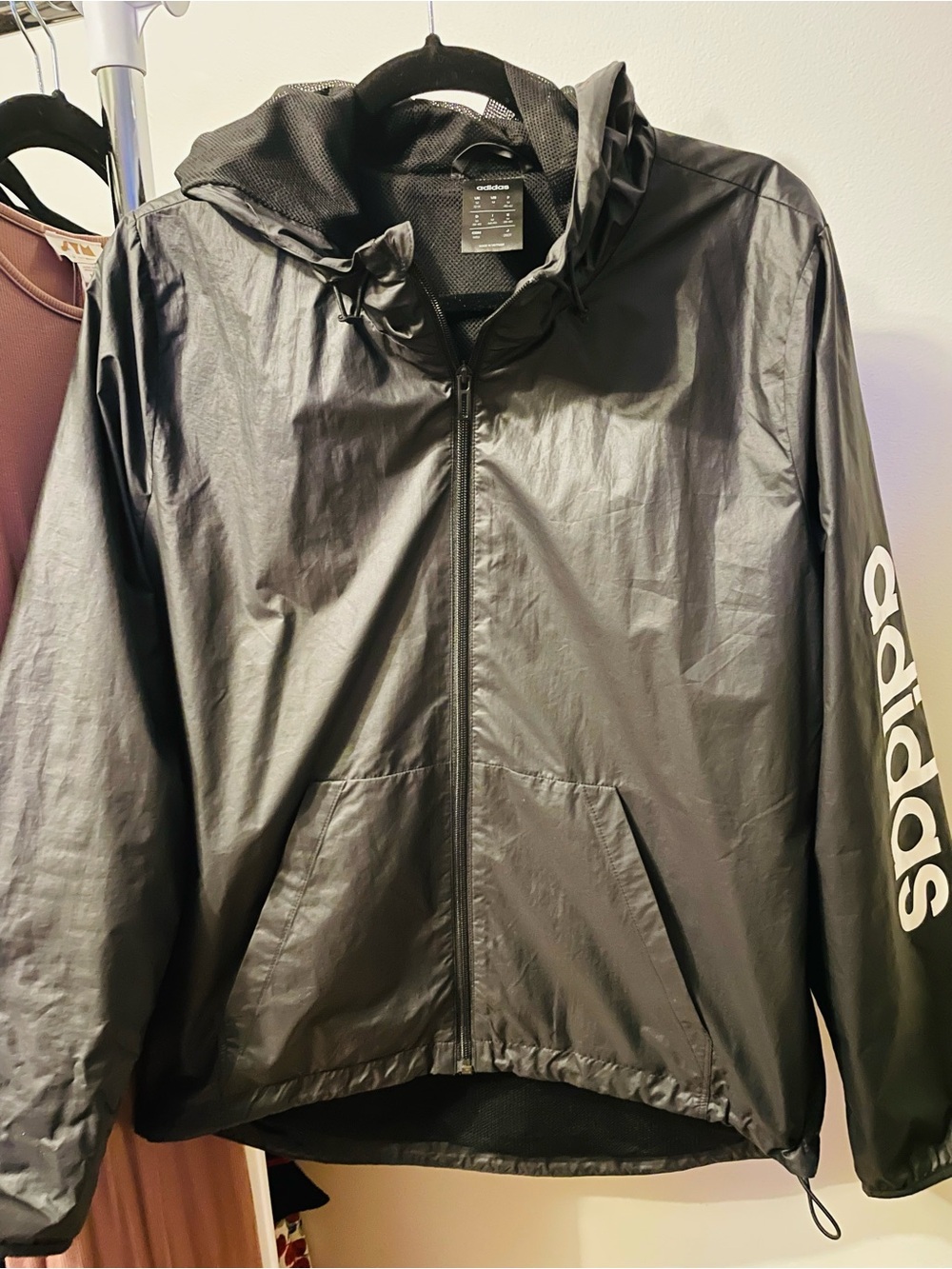 Adidas Women’s Black Hooded Windbreaker Jacket
